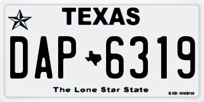 TX license plate DAP6319