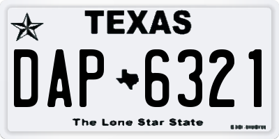 TX license plate DAP6321
