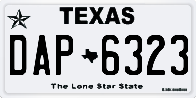 TX license plate DAP6323