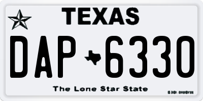 TX license plate DAP6330