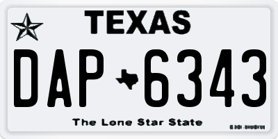 TX license plate DAP6343