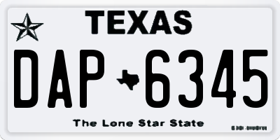 TX license plate DAP6345