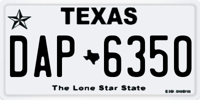 TX license plate DAP6350