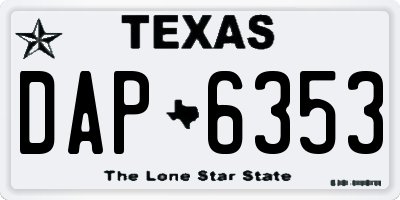 TX license plate DAP6353