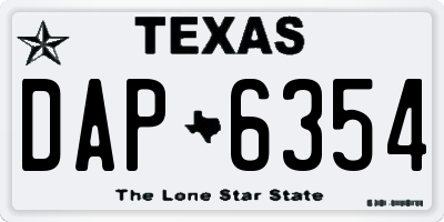 TX license plate DAP6354