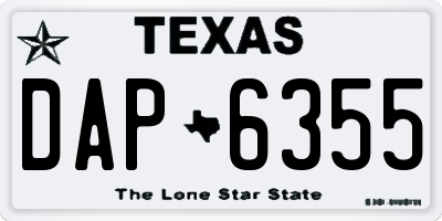 TX license plate DAP6355