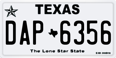 TX license plate DAP6356