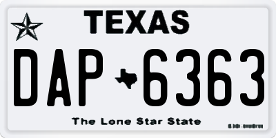 TX license plate DAP6363