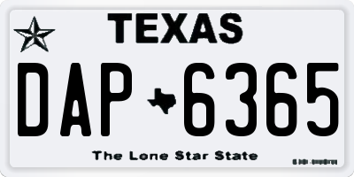 TX license plate DAP6365