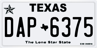 TX license plate DAP6375