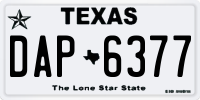 TX license plate DAP6377