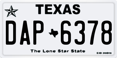 TX license plate DAP6378