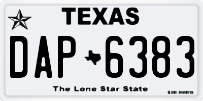 TX license plate DAP6383