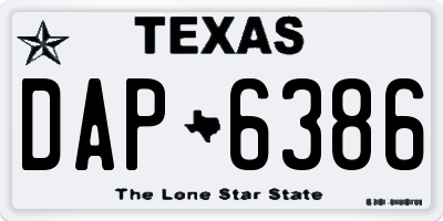 TX license plate DAP6386