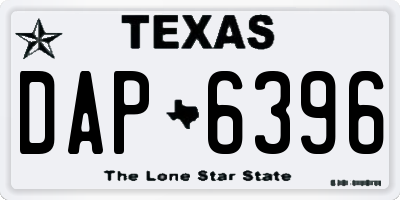 TX license plate DAP6396
