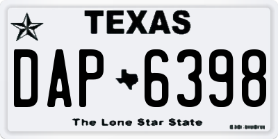 TX license plate DAP6398