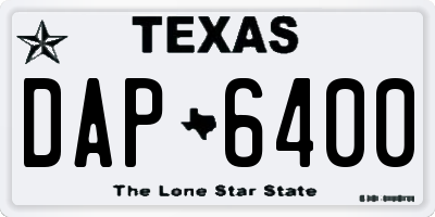 TX license plate DAP6400