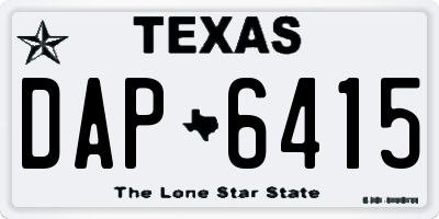 TX license plate DAP6415