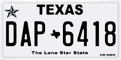 TX license plate DAP6418