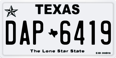 TX license plate DAP6419