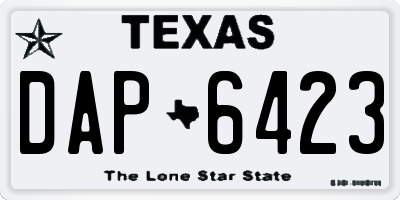 TX license plate DAP6423