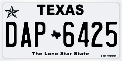 TX license plate DAP6425
