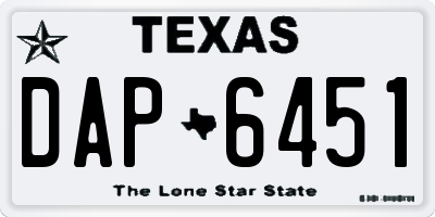 TX license plate DAP6451