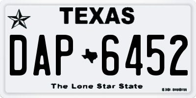TX license plate DAP6452