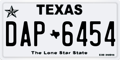 TX license plate DAP6454