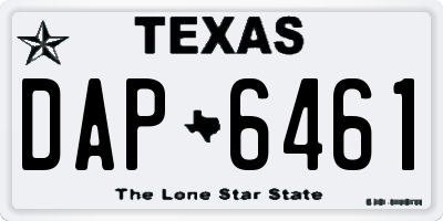 TX license plate DAP6461