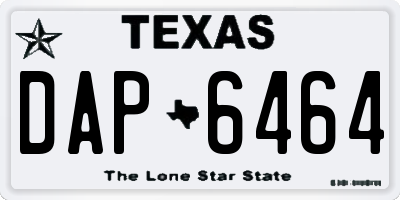 TX license plate DAP6464