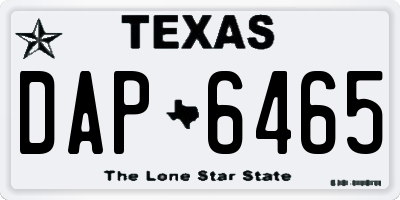 TX license plate DAP6465