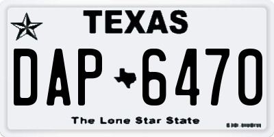 TX license plate DAP6470