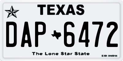 TX license plate DAP6472