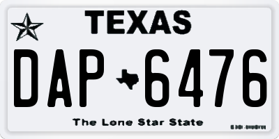 TX license plate DAP6476