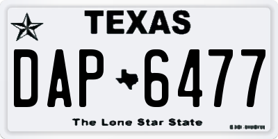 TX license plate DAP6477