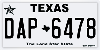 TX license plate DAP6478