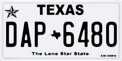 TX license plate DAP6480