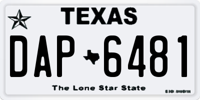 TX license plate DAP6481