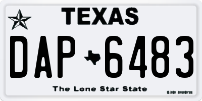 TX license plate DAP6483