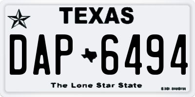 TX license plate DAP6494