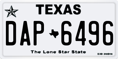 TX license plate DAP6496