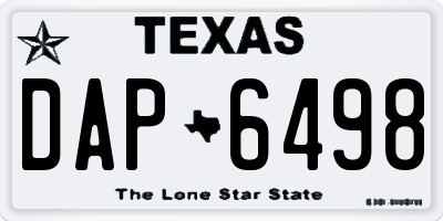 TX license plate DAP6498