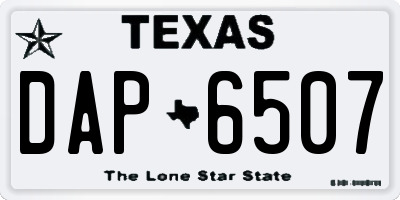 TX license plate DAP6507
