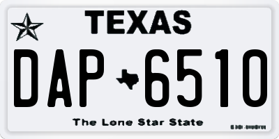 TX license plate DAP6510