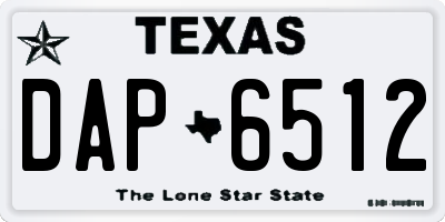 TX license plate DAP6512