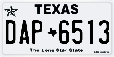 TX license plate DAP6513