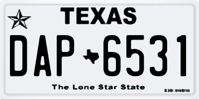 TX license plate DAP6531