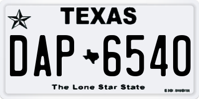 TX license plate DAP6540