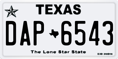 TX license plate DAP6543